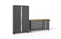 NewAge Bold Series 2 Piece Gray Garage Cabinet Set with Project Center and 42 in Locker