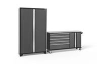 NewAge Bold Series 2 Piece Gray Garage Cabinet Set with Project Center and 42 in Locker