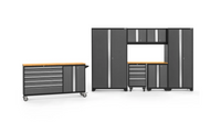 NewAge Bold Series 8 Piece Gray Garage Cabinet Set with Project Center, Tool Drawer, Base, Wall Cabinets and Lockers